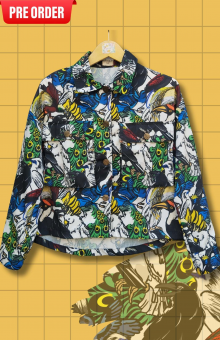 HaluanBali Jaket Pocket | Jaket Bahan Katun Twill | Motif Burung Indonesia