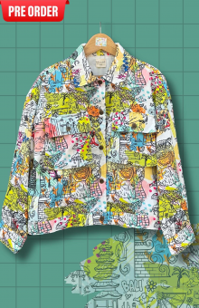 HaluanBali Jaket Pocket | Jaket Bahan Katun Twill | Motif Pattern Bali