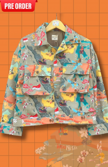 HaluanBali Jaket Pocket | Jaket Bahan Katun Twill | Motif Peta Indonesia