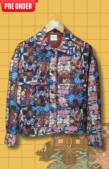HaluanBali Jaket Pocket | Jaket Bahan Katun Twill | Motif Puzzle Batik