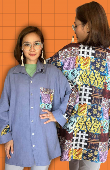 HaluanBali Kemeja Batwing - Motif Wastra Bali -  TENCEL™