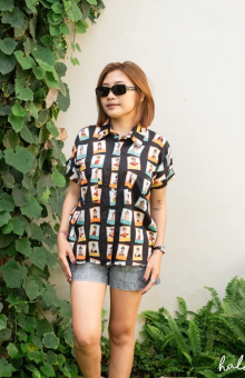 HaluanBali Kemeja Wanita Photocard - A02-0425 - Katun Organik